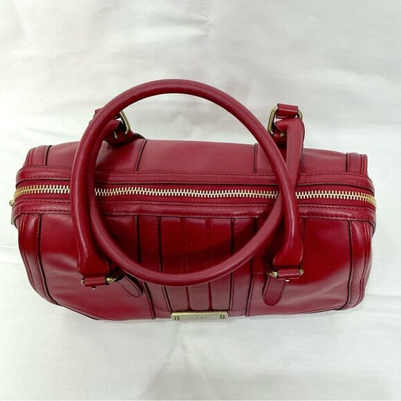 L.A.M.B. Red Leather Satchel Handbag Gwen Stefani 2011 Bag Purse Top Handle - Picture 12 of 14